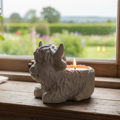 Highland Cow Planter Pot & Candle Holder | Handmade Concrete Farmhouse Aussie Made