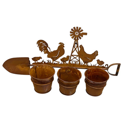 Planter Pot Rooster Chicken Rustic Country