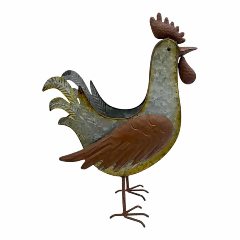 Planter Pot Rooster Hen Rustic Garden Country