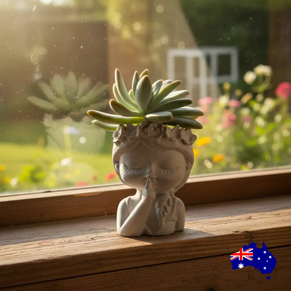 Planter Pot Flower Girl Princess Aussie Handmade Concrete