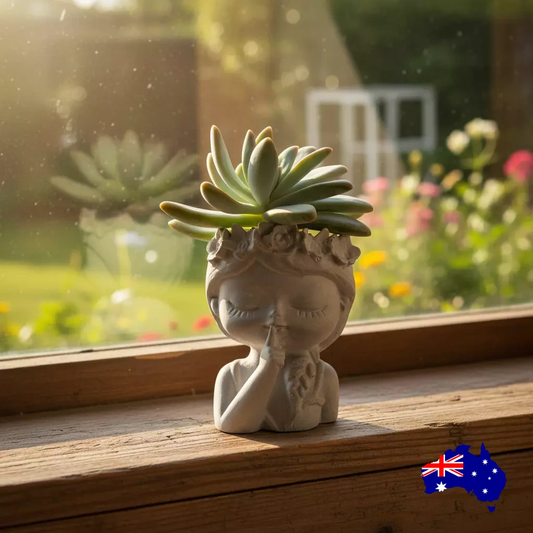 Planter Pot Flower Girl Princess Aussie Handmade Concrete