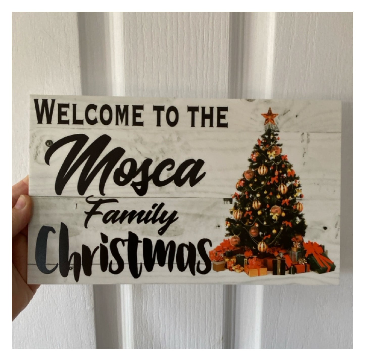 Welcome Family Name Christmas Vintage Personalised Custom Sign