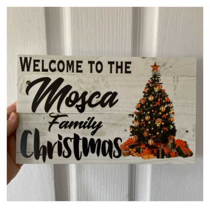 Welcome Family Name Christmas Vintage Personalised Custom Sign