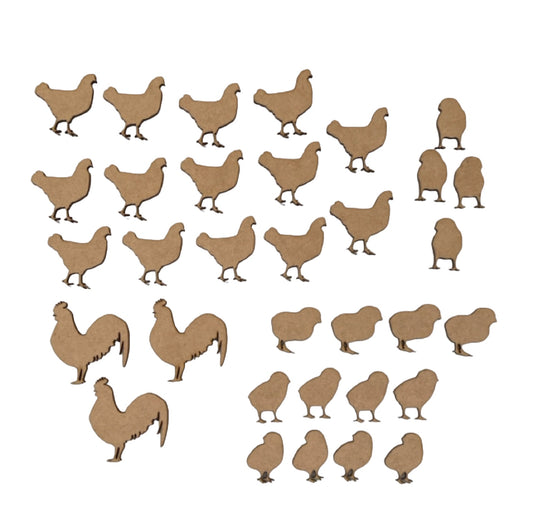 Chicken Rooster Chicks Set MDF DIY - The Renmy Store Homewares & Gifts 