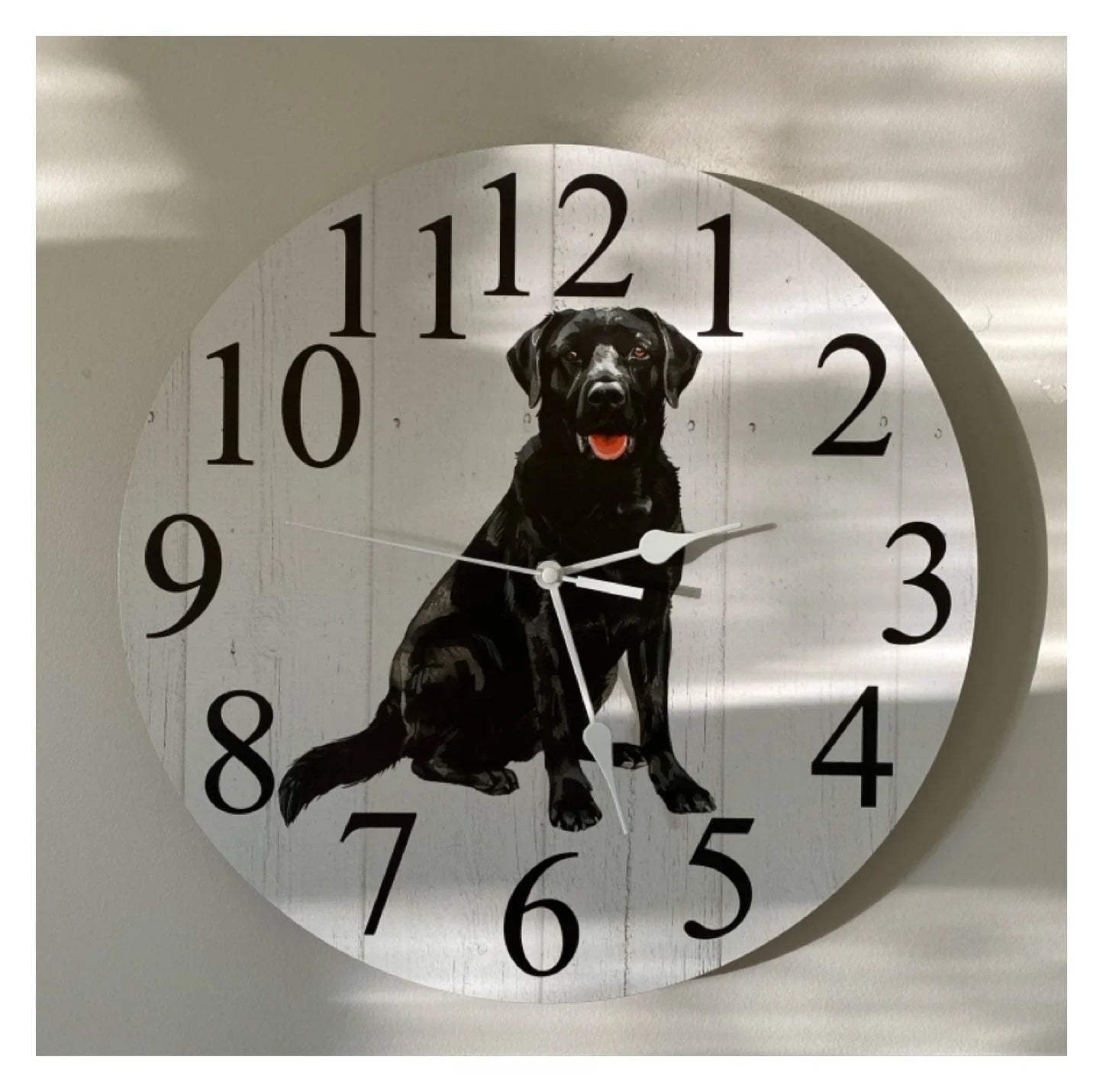 Clock Wall Dog Labrador Retriever Black 30cm 60cm Aussie Made