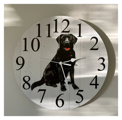 Clock Wall Dog Labrador Retriever Black 30cm 60cm Aussie Made