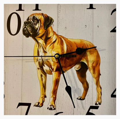 Clock Wall Dog Bull Mastiff 30cm 60cm Aussie Made
