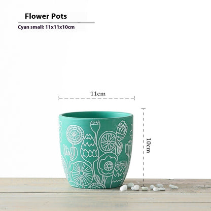 Planter Pot Floral Flowers Ceramic