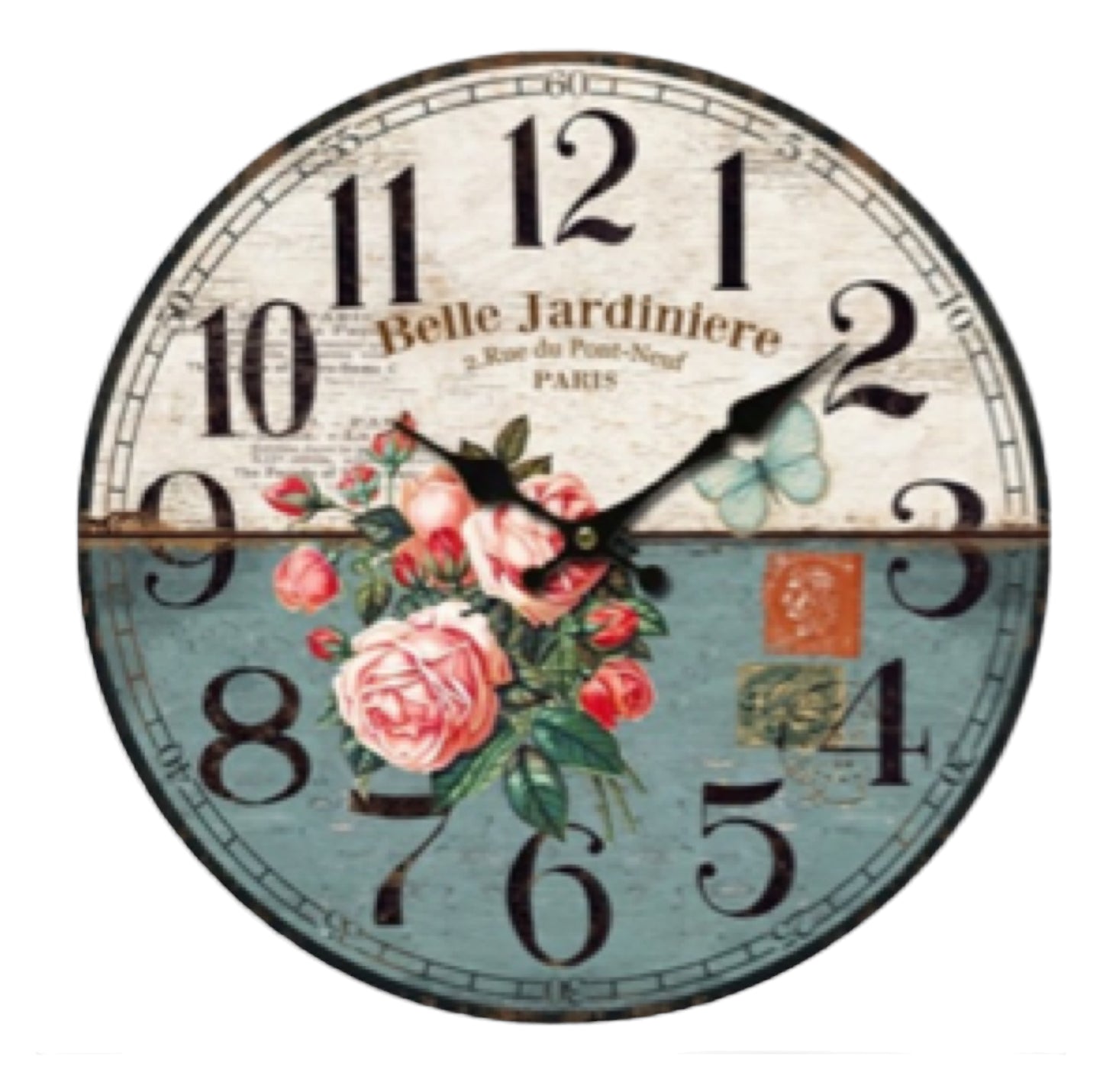 Clock Wall Rose French Country Belle 34cm