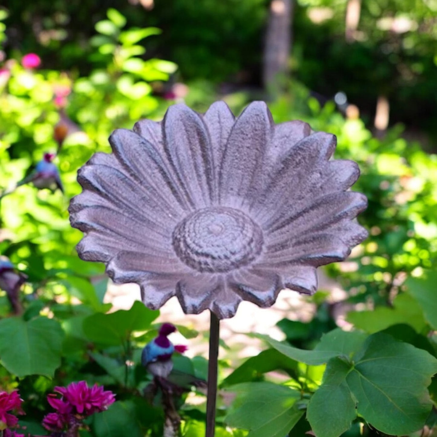 Bird Feeder Water Flower Sun Cast Iron Garden Stake