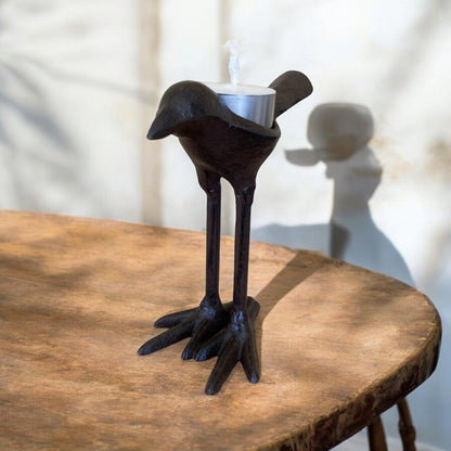 Candle Holder Bird Cast Iron Rustic - The Renmy Store Homewares & Gifts 