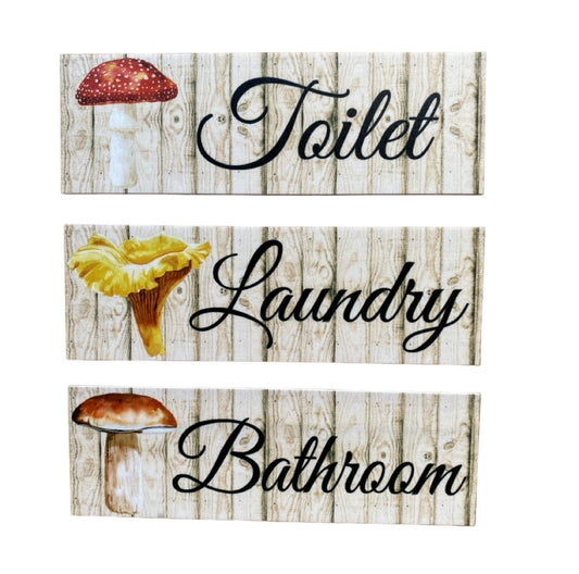 Mushroom Toilet Laundry Bathroom Door Sign - The Renmy Store Homewares & Gifts 