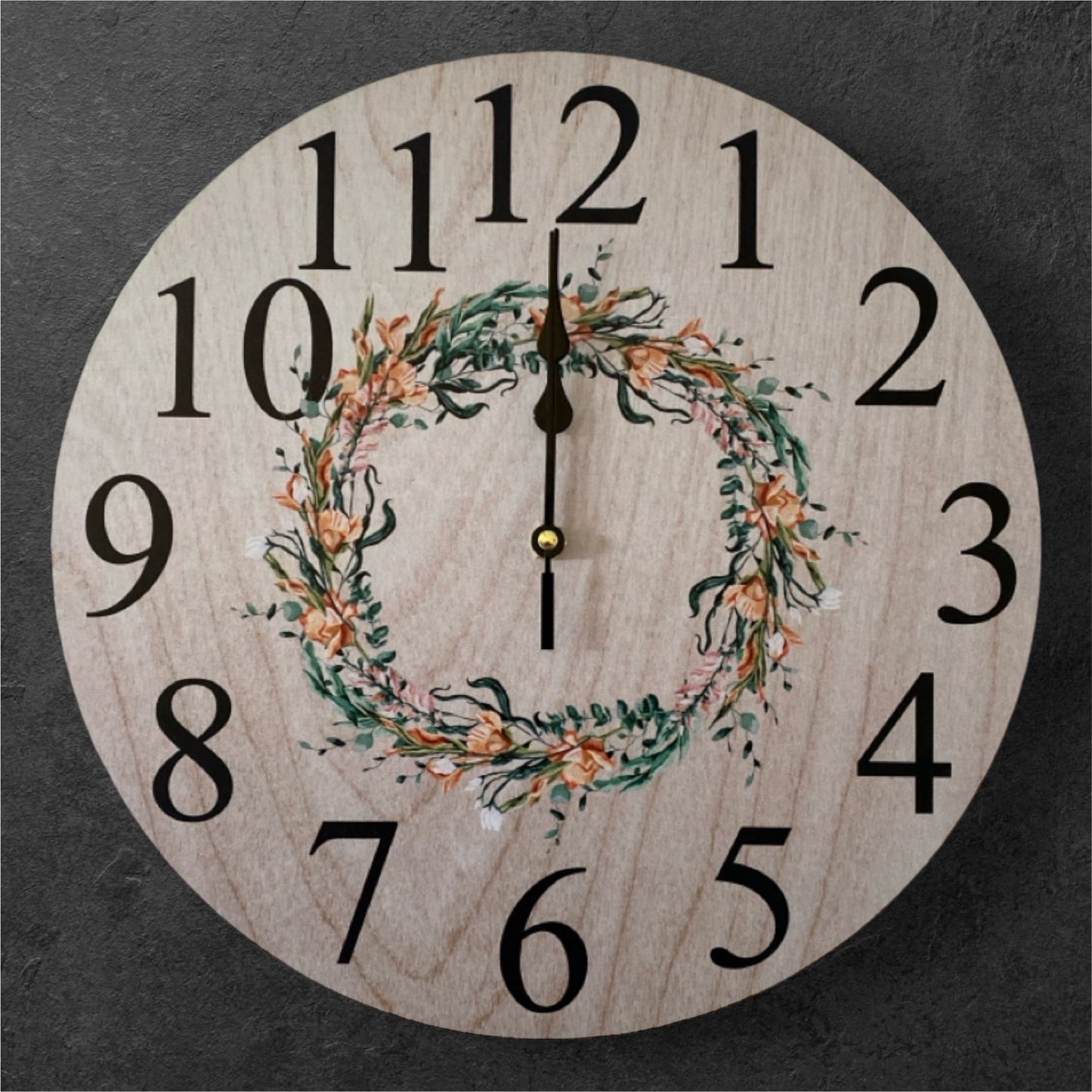 Clock Wall Country Floral Wreath Aussie Made - The Renmy Store Homewares & Gifts 