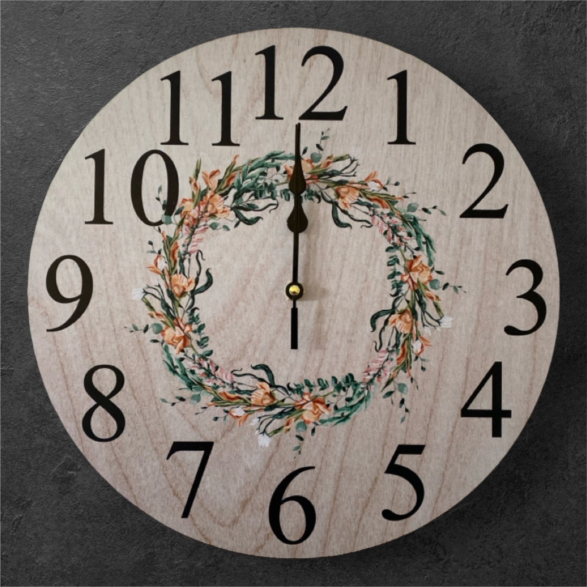 Clock Wall Country Floral Wreath Aussie Made - The Renmy Store Homewares & Gifts 