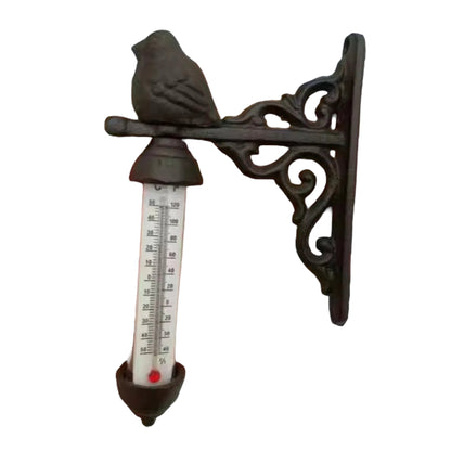 Bird Thermometer Hanging Vintage Garden Cast Iron Rustic
