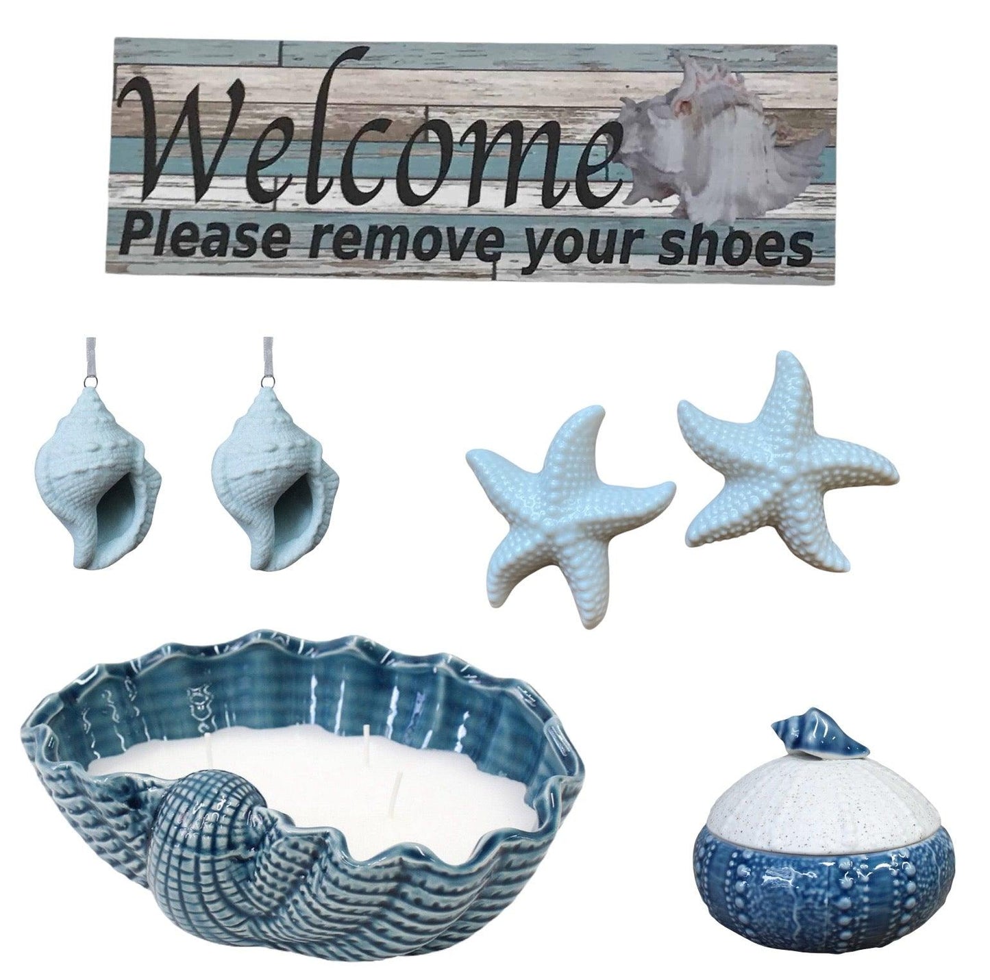 Shell Candle Dish Starfish Welcome Shoe Sign Gift Set - The Renmy Store Homewares & Gifts 