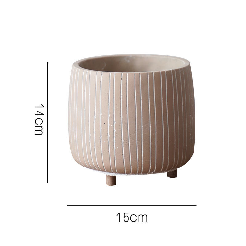 Cement Planter Pot with Legs - Natural Earth Tones 4 Sizes