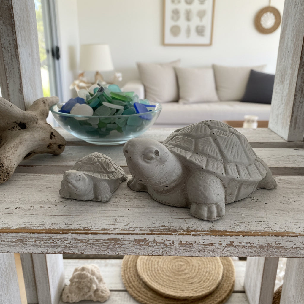 Concrete Turtle Set of 2 | Mother & Baby Handmade Coastal Aussie Made Decor