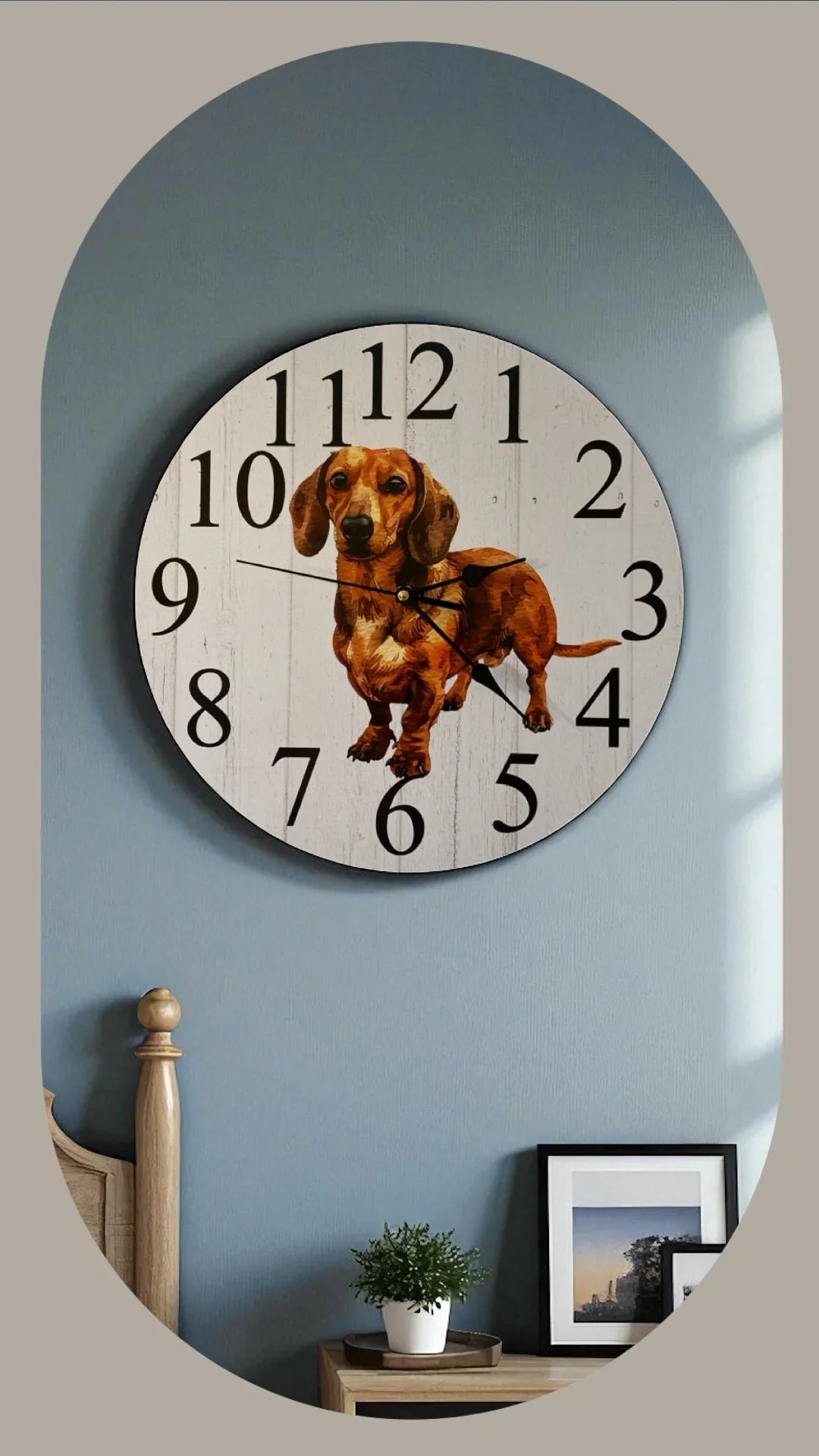 Clock Wall Dachshund Brown Tan 30cm 60cm Aussie Made