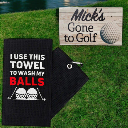 Golf Towel Balls Funny Personalised Gone Sign Gift - The Renmy Store Homewares & Gifts 