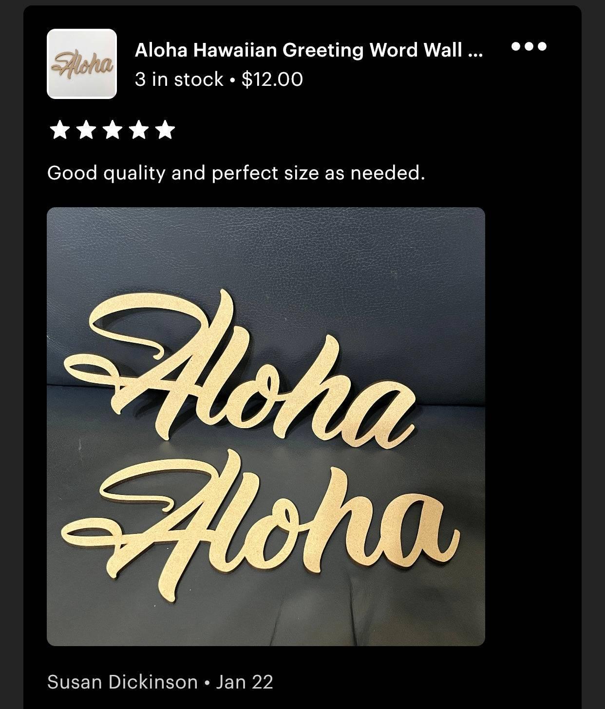 Aloha Hawaiian Greeting Word Wall Quote Art DIY Raw MDF Timber Wood - The Renmy Store Homewares & Gifts 