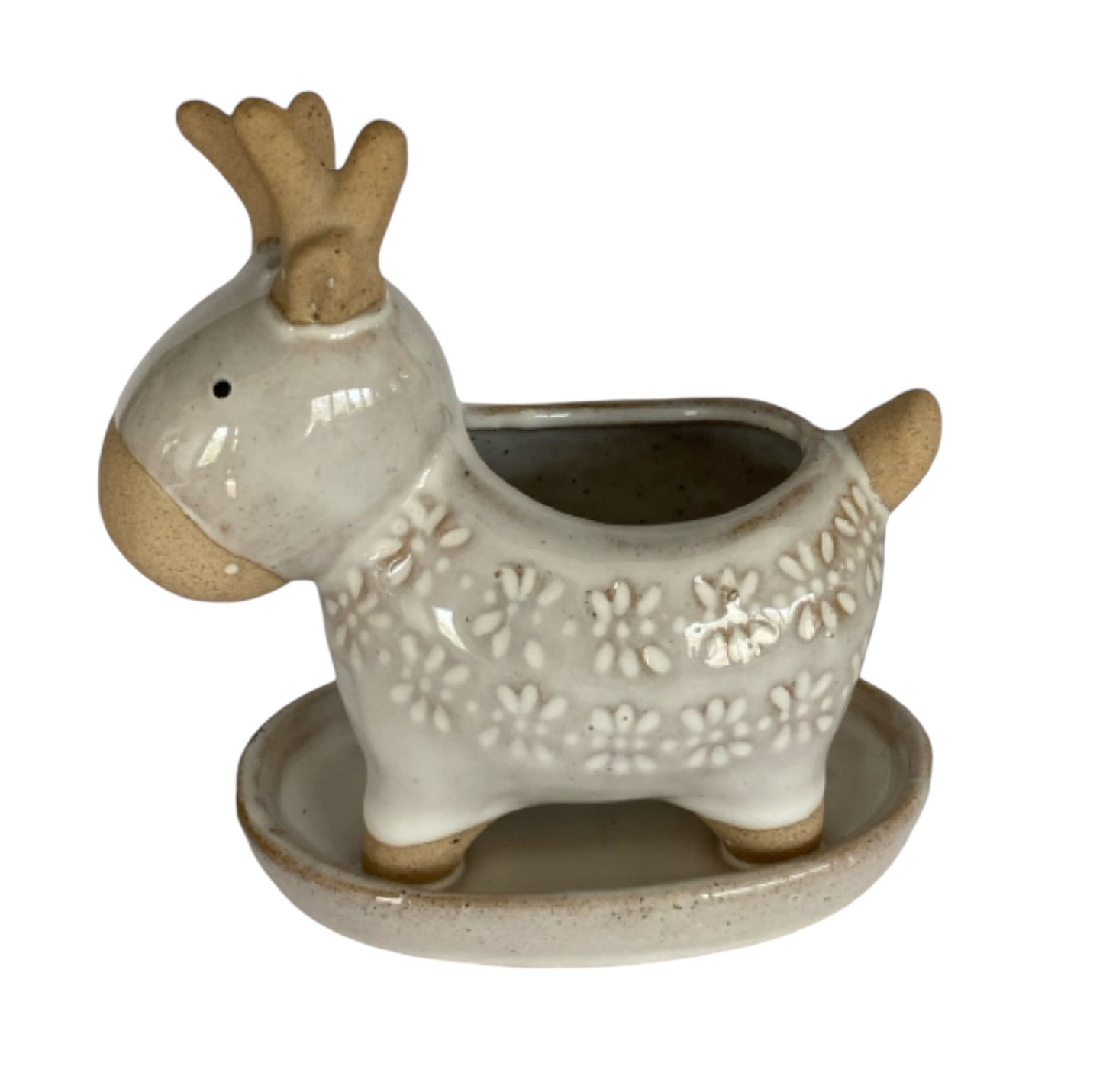 Deer Rustic White Pot Planter Succulent