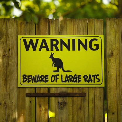 Warning Beware Of Large Rats Kangaroo Sign - The Renmy Store Homewares & Gifts 