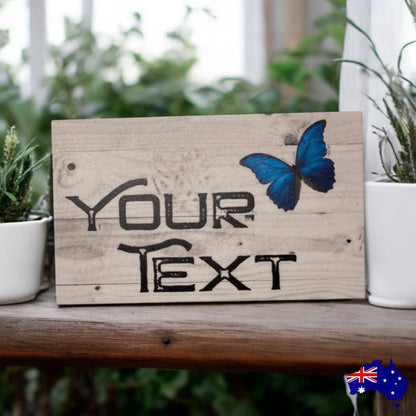 Butterfly Garden Blue Custom Personalised Sign