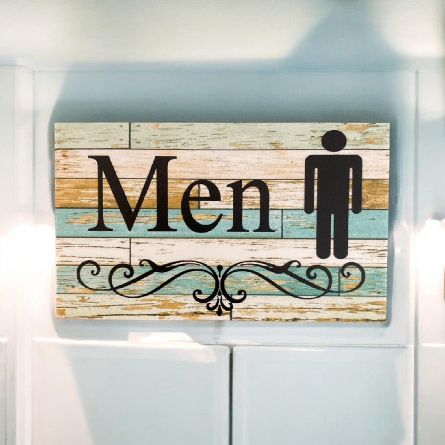 Toilet Door Men Women Rustic Blue Sign - The Renmy Store Homewares & Gifts 