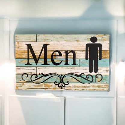 Toilet Door Men Women Rustic Blue Sign - The Renmy Store Homewares & Gifts 