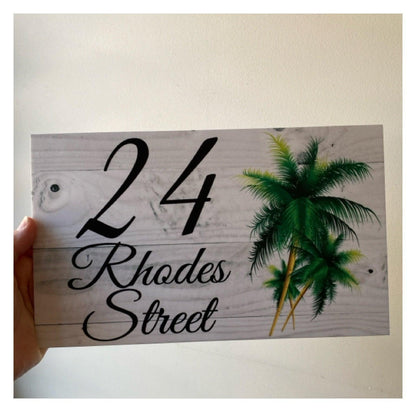 Personalised Beach House Number Custom Palm Tree Sign - The Renmy Store Homewares & Gifts 