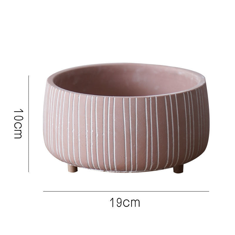 Cement Planter Pot with Legs - Natural Earth Tones 4 Sizes