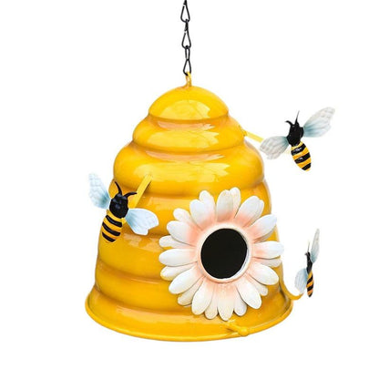 Bee Hive Yellow Decorative Bird House Garden - The Renmy Store Homewares & Gifts 