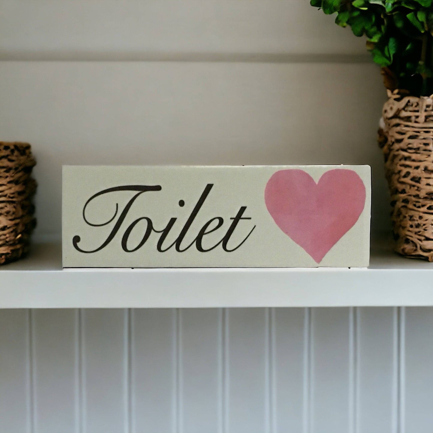 Pink Heart Door Room Sign Toilet Laundry Bathroom - The Renmy Store Homewares & Gifts 