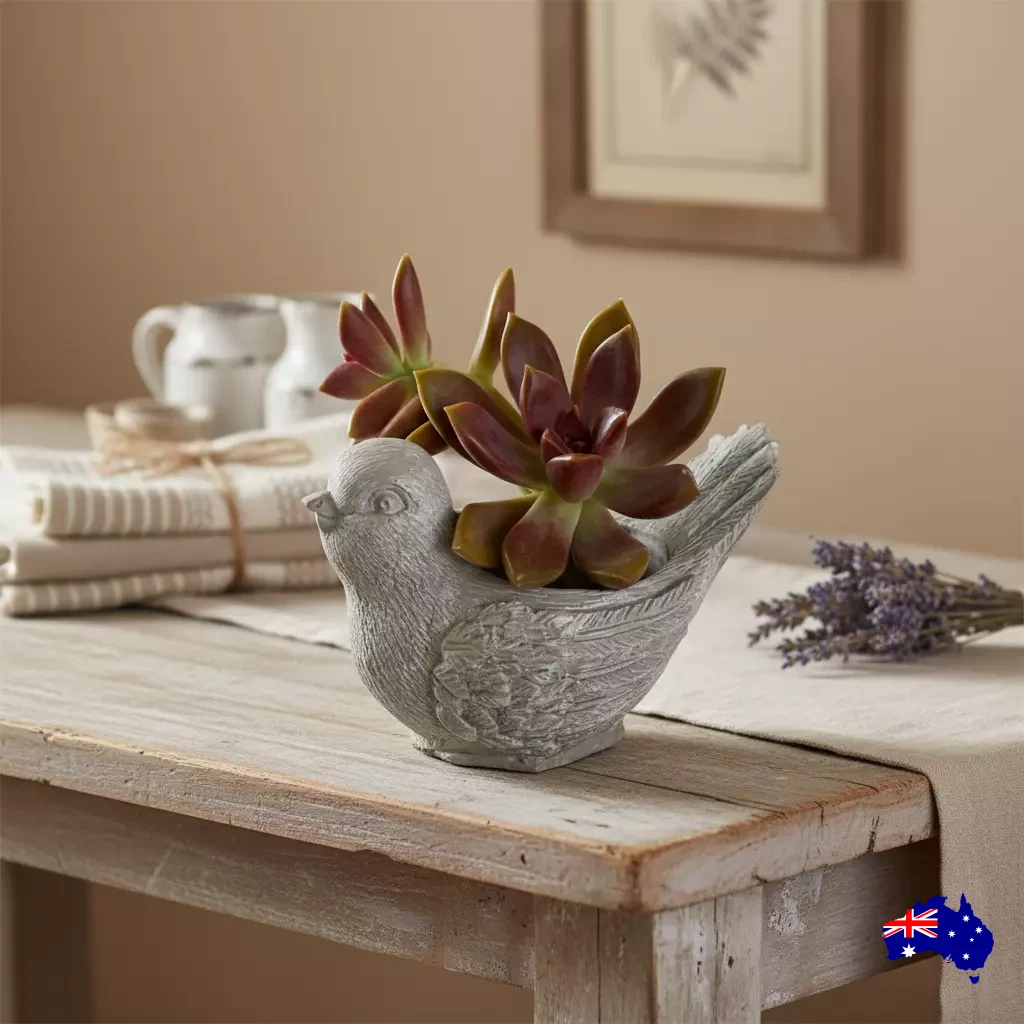 Planter Pot Little Bird Aussie Handmade Concrete