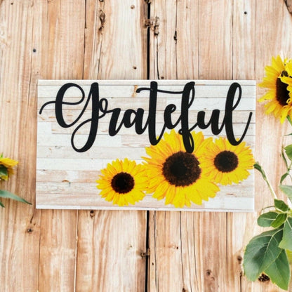 Grateful Sunflower Country Sign