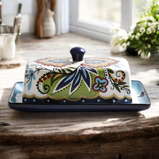 Butter Cheese Decorative Holder Blue