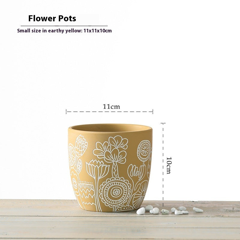 Planter Pot Floral Flowers Ceramic