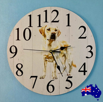 Clock Wall Dog Labrador Golden Retriever 30cm 60cm Aussie Made
