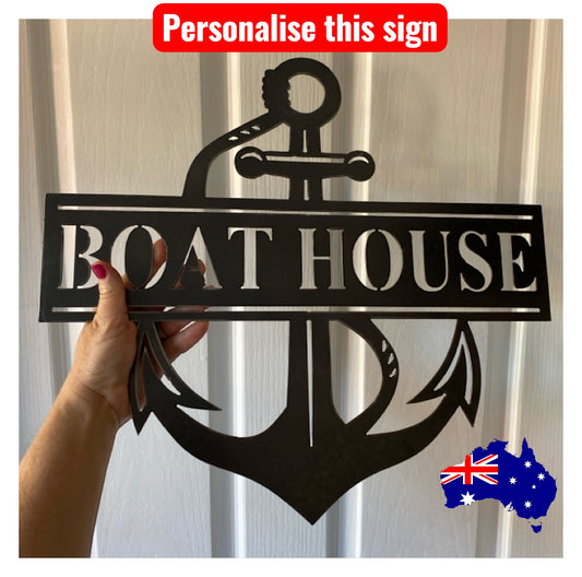 Nautical Boat House Personalised Custom Rusty Steel Sign