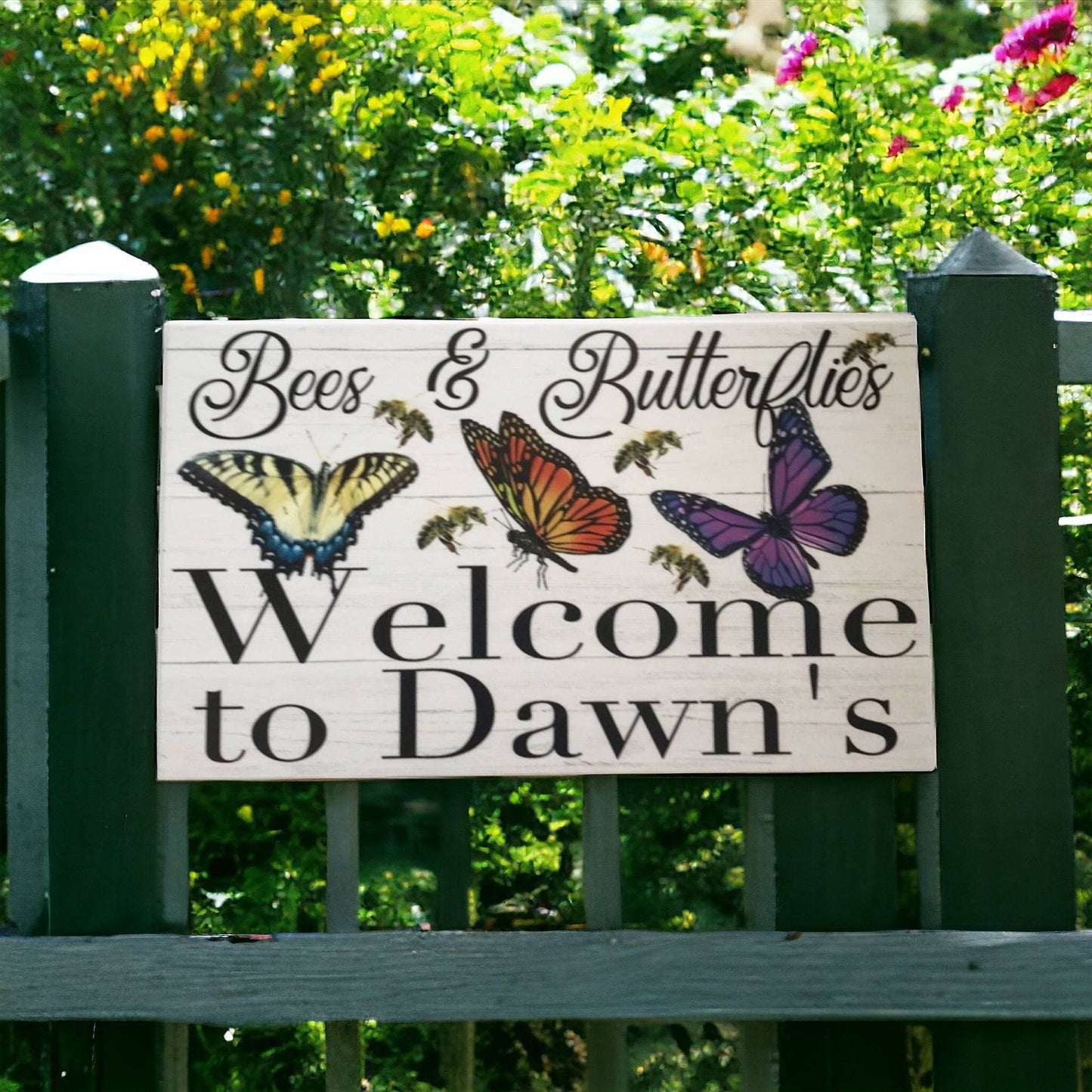 Welcome Custom Bees Butterflies Sign - The Renmy Store Homewares & Gifts 