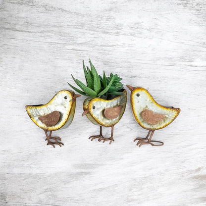 Planter Pot Plant Rustic Bird Birds Set of 3