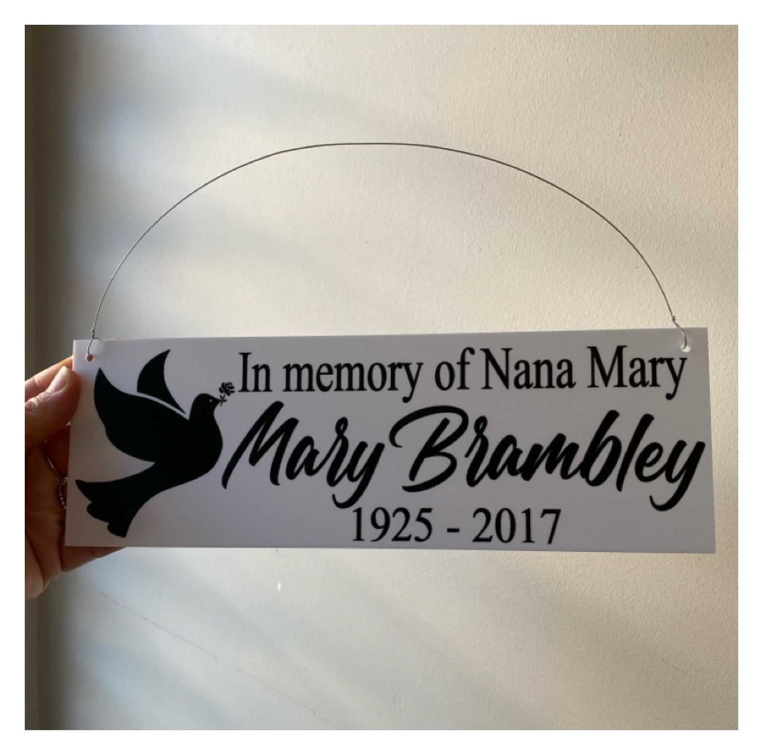 Memorial In Memory Of Custom Personalised Dove Sign - The Renmy Store Homewares & Gifts 