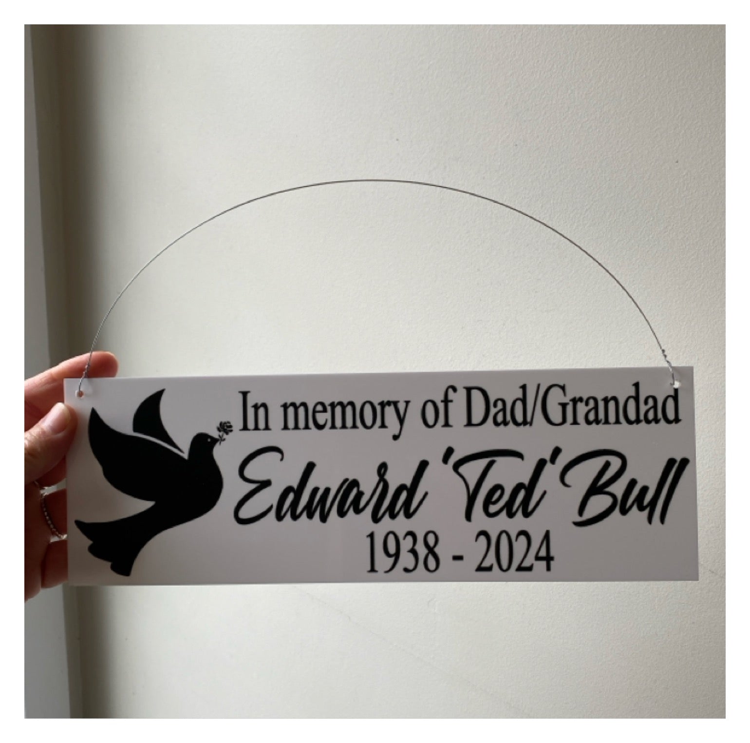 Memorial In Memory Of Custom Personalised Dove Sign - The Renmy Store Homewares & Gifts 