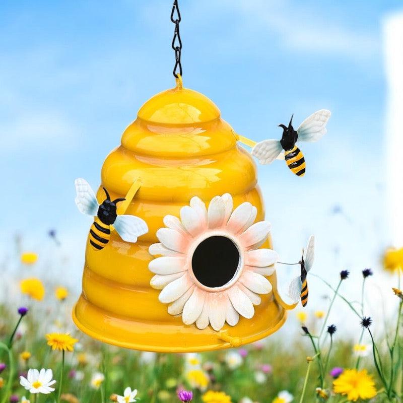 Bee Hive Yellow Decorative Bird House Garden - The Renmy Store Homewares & Gifts 