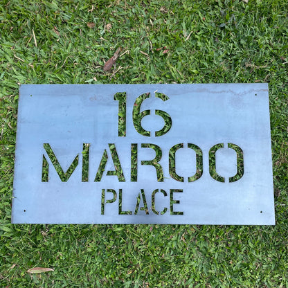 Custom Property Address Script Sign - Personalised Rusty Metal Steel Sign - Australian Made