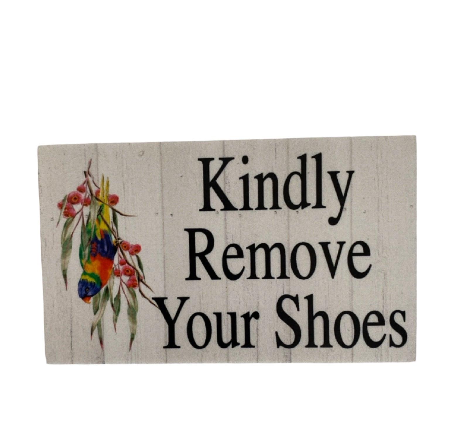 Kindly Remove Your Shoes Lorikeet Bird Sign - The Renmy Store Homewares & Gifts 