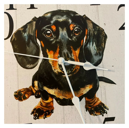 Clock Wall Dachshund Black Tan 30cm 60cm Aussie Made