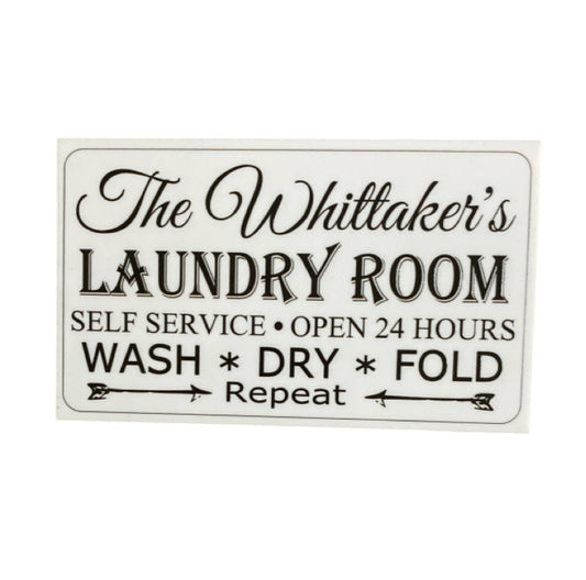 Laundry Room Self Service Custom Family Personalised Sign