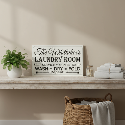 Laundry Room Self Service Custom Family Personalised Sign